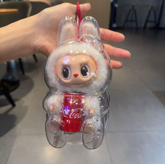 LABUBU Premium Acrylic Display Case for Have A Seat & Coca Cola Vinyl Plush Figures - Crystal Clear 5mm (Scratch Resistant)
